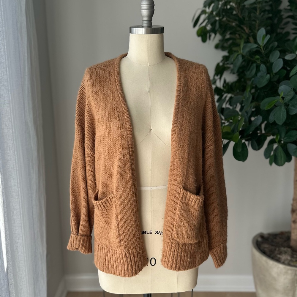 Madewell Cozy Brown Open-Front Cardigan